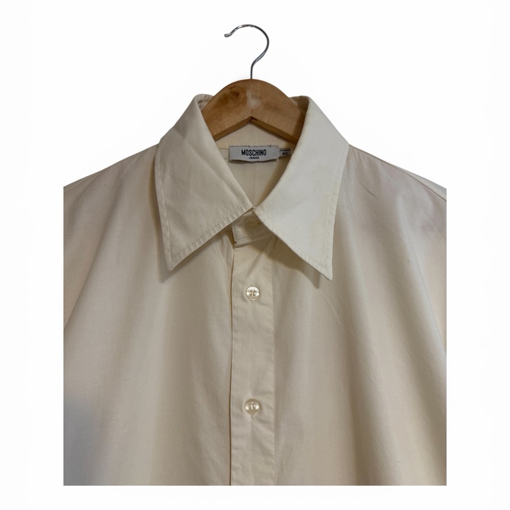 Moschino Cream Long-Sleeve Dress Shirt - Point Collar - Picture 6 of 8